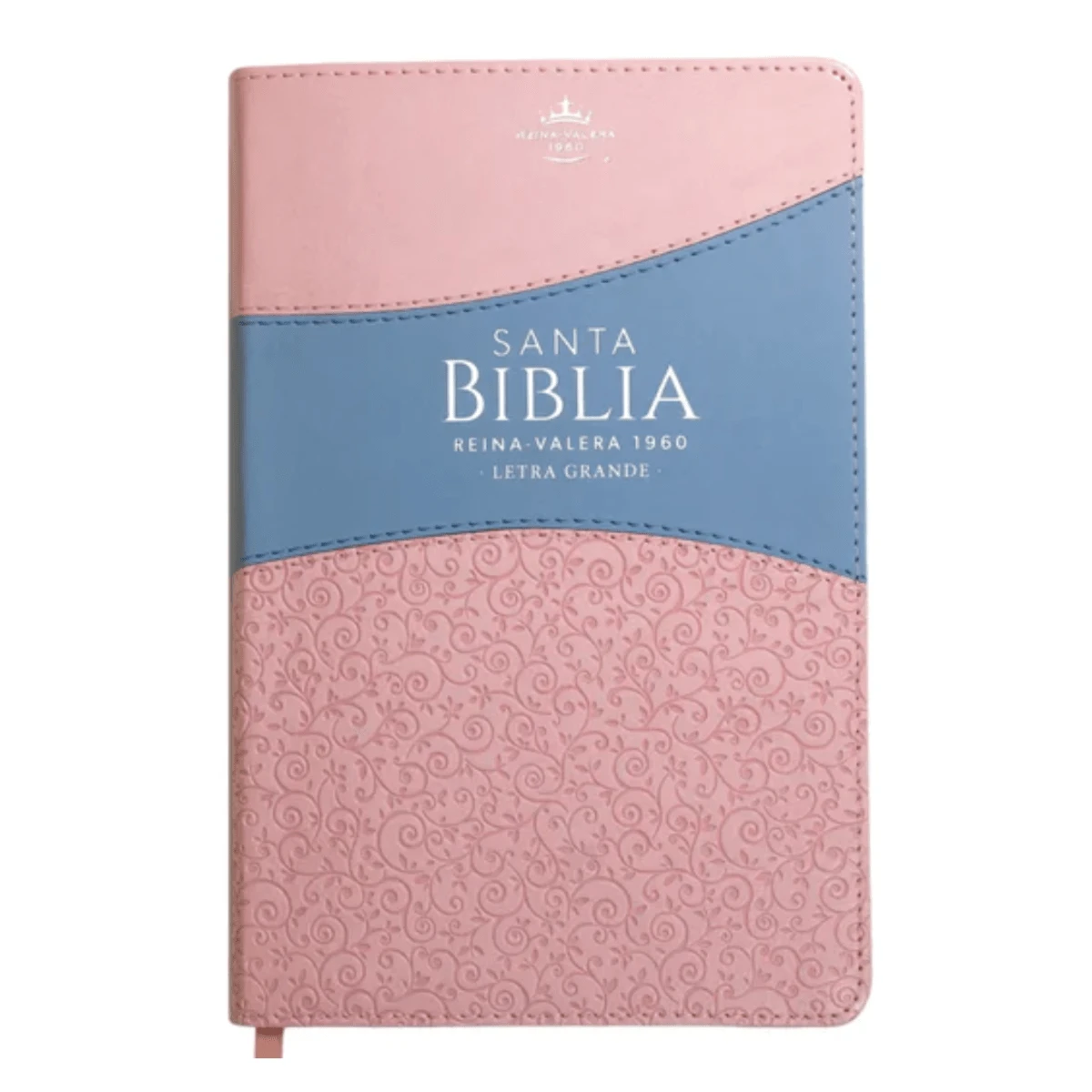 Biblia RV1960 Clasica bitono rosa/azul imitacion piel, letra 12.5 puntos - Libro único - Ver 1