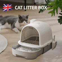 Large Self-Cleaning Cat Litter Box With Carbon Filter Technology, Hooded Enclosed Tray With Odour Control System & Anti-Splash Design, High Capacity Drawer-Style Potty Pan For Multi-Cat Households (Privacy Hood + Easy Scoop)