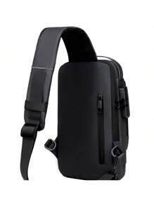 Men Chest Bag, Multifunctional Password Lock, Motorcycle Bag, Waterproof And Anti-Theft, Men Bag, Business Shoulder Bag Crossbody Bag, Sling Bag, Multifunctional Waterproof Scratch Resistant And Wear-Resistant With Combination Lock Anti Theft Travel Essentials Office Supplies (Random Lining Color) - Black - View 6