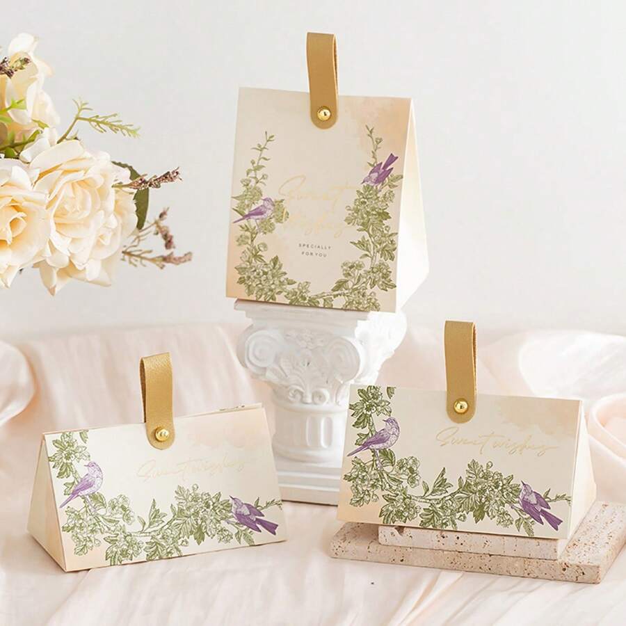 5 Stücke kreative chinesische Vogeldesign Hochzeitsbevorzugungsbox, Geschenkbox für Süßigkeiten, Schokolade, Präsente Verpackung