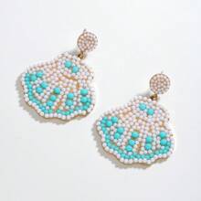 2pcs Seashell & Bead Decor Boho Style Earrings, Suitable For Women To Wear In Summer Beach Vacation - Multicolor - View 9