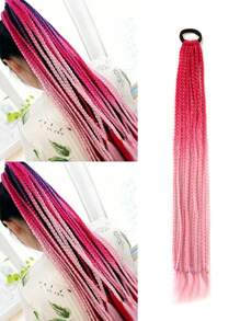 带橡皮筋的彩色辫子接发彩虹编织合成假发马尾辫发饰女孩假发派对角色扮演假发 - 彩色 - 查看 36