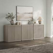 SICOTAS Buffet Cabinet With Storage Sideboard Accent Modern Credenza With Doors & Shelves Fluted 34.6" Tall Media Console Mid Century Coffee Bar Table For Living Room Kitchen Dining Room Hallway - White Alder - 查看 4