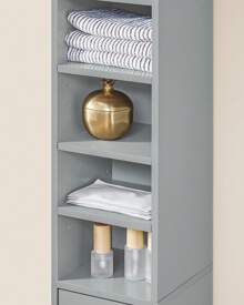 SoBuy BZR34 浴室高柜 浴室柜 材质：MDF（E1） 白色油漆 尺寸：约 20x180x20cm 浴室配件 浴室收纳架 - 灰色 - 查看 6