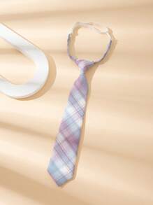 1pc 33cm Checkered Pre-Tied Tie For Teenagers & Children,  Student Necktie With Accessory For Festive Occasions, Performances, Suits & Dress Shirts