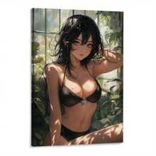 A Wooden Frame Canvas Painting, Black Underwear Anime Style Witch, Role Play Poster Framed Canvas Artwork Poster- 1 Piece Of Wood Framed Oil Painting (3) Thickness 2.5 Cm/ 1 Inch- Home Decoration For All Occasions - Ideal New Year, Valentine's Day, Thanksgiving, Easter, Christmas Gift , Room Decoration Aesthetic, Wall Decoration Art, Perfect Gift, Autumn And Winter Wall Decoration, Living Room Decoration, Bedroom Decoration, Kitchen Decoration, Entry Decoration, Bathroom Decoration, Direct Wall Painting, High Quality Wall Painting Poster