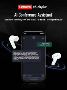 Lenovo Lenovo GM2PRO KI-Bluetooth-Übersetzerkopfhörer, halb-im-Ohr simultanes Sprachübersetzung, Echtzeitaufnahme, Sprachübersetzung zwischen Sprachen, immersiver Raumklang, Konferenz-Zusammenfassungsassistent, kabellose Geschäftsübersetzungskopfhörer