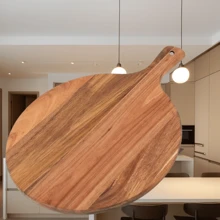 1pc Rosewood Handle Pizza Board - Cutting Board, Serving Tray, Suitable For Pizza, Meat Cutting, Serving Fruits, Candies, Desserts, Sushi, Cheese, Decorative Platter Pizza Plate - Kitchen Wooden Tray, Pizza Tray, Breakfast Tray, Home Kitchen, Restaurant Kitchen Service, Party, Afternoon Tea, Family Gathering, Outdoor Camping, Birthday, Back To School, Eid, Graduation, Wedding