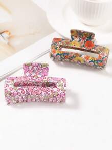 1Pc New Cute Floral Hair Clip - Women's PVC Hair Accessory, Bright Floral Pattern, Medium Size, Perfect For Fashionable Hair Management