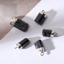 Natural Style Fashion Natural Crystal Pendant Necklace, Unisex Black Beryl Necklace With Adjustable Black Cord, Suitable For Clavicle Chain Jewelry - Black - View 3