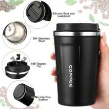 1 pieza/17oz (510ml) Vaso aislado al vacío de doble pared de acero inoxidable 304, taza de viaje portátil, regalo de negocios, vaso de aislamiento térmico para café/té, reutilizable, adecuado para todas las estaciones, vuelta al cole