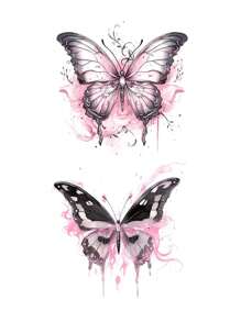 5 PCS Butterfly Beautiful Flower Sexy Lower Back Temporary Long Sleeve Lady Tattoo Sticker - Multicolor - View 3