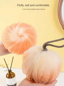 2pcs Bath Loofah Ball, Soft Scrubbing Shower Puff, 2-In-1 Bathing Sponge - Multicolor - View 2