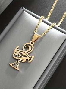 1 件 Horus Eye Ra Ankh 十字不锈钢项链，女士时尚护身符珠宝 - A款 - 查看 5