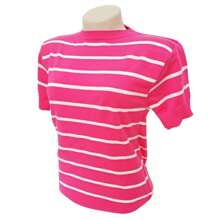 Striped Modal Blouse Short Sleeve Old Money Style Women's Fashion Spring Summer - 粉紅色與白色 - 查看 1