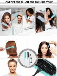 Juego de brochas definidoras de rizos para cabello rizado, Kit de 3 peines para desenredar y peinar con cepillo de contorno, peine de punta y garfio de limpieza de Candybrush