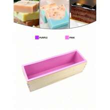 42oz 1.2L Flexible Rectangular Silicone Soap Mold - Easy-Release Wood Box Design For Soap Making, DIY Tool With Construction - Purple And Pink - Multicolor - View 3