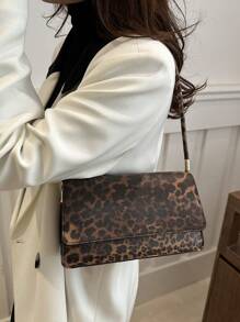 Bolso de hombro/axilar elegante con estampado vintage de bloques de color y leopardo, bolso de mano con estampado de leopardo para mujer - El regreso del estampado de leopardo