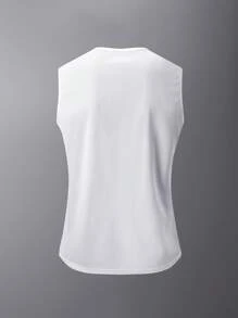 Tank Top Olahraga Tanpa Lengan Pria, Kaos Bernapas Cepat Kering untuk Basket, Latihan di Gym, Musim Panas, Warna Putih - Putih - View 3