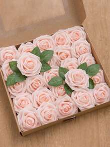 25 piezas de flores artificiales con aspecto real, rosas de espuma antigua con tallos para manualidades, ramos de boda, centros de mesa de baby shower, arreglos florales, decoración de mesas de fiesta y decoración del hogar