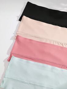 4pcs Plus Size Women Solid Mesh High Waist Soft Seamless High Elasticity Thong Panties, Ladies Underwear