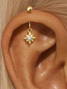 Piercing de cartilagem assimétrico em formato de estrela e bola de prata esterlina 925, joia para mulheres, uso diário, festa de casamento, noivado, aniversário, dia dos namorados