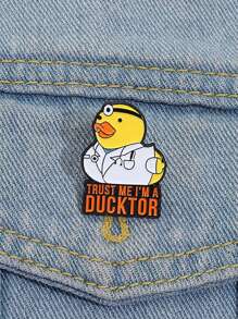 1PC Trust Me I'm A Ducktor Duck Metal Brooch Cartoon Animal Doctor Enamel Badge Personalized Fun Jewelry Clothe Lapel Pin Friend Gift - Multicolor - View 2