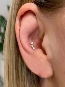 1PC 925 Sterling Silver Starfish Marquise Heart Flat Back Cartilage Helix Piercing Jewelry For Women Daily Wear Wedding Party Engagement Anniversary Valentine's Day
