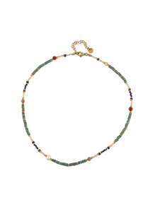 1pc African Turquoise & Agate Beaded Necklace, Suitable For Women Wear In Spring & Summer - Multicolor - View 6