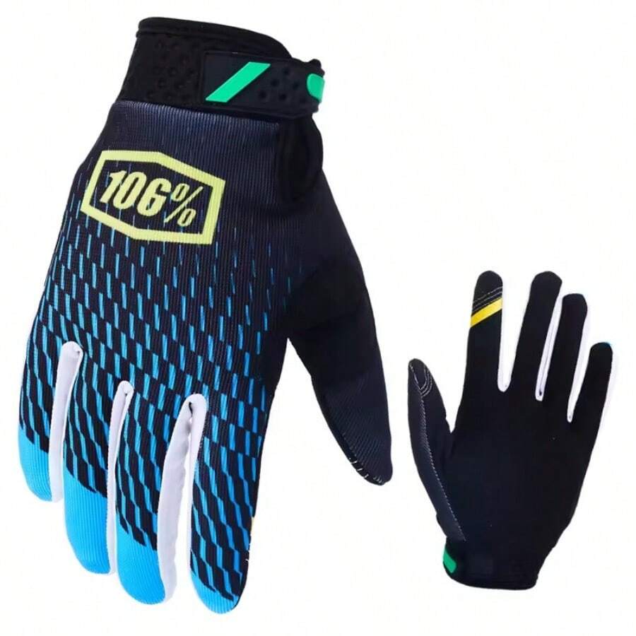 Một đôi găng tay đi xe máy thoáng khí và chống mài mònGăng tay đi xe máy dành cho xe máy. MTB. Off-Road. Thể thao câu cá, Bảo vệ chống mài mòn, Có thể chạm vào màn hình điện thoại di động - Màu xanh bụi bặm - Xem 1