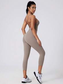 MASKERT Spring And Summer Women's Jumpsuit, Women's Jumpsuit, Women's Sportswear, Fitness Clothes, Yoga Clothes, High Elasticity, Skin Friendly, Comfortable, Breathable, Home Leisure Shapewear Jumpsuit - View 4