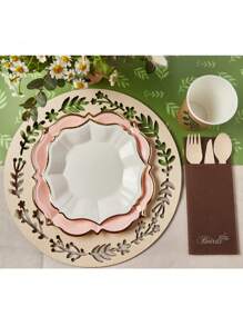 60 包粉色派对用品粉色和白色一次性纸盘，适用于母亲节/婚礼/一周岁生日/淋浴派对装饰 - 包括 30 个白色甜点/沙拉盘和 30 个粉色午餐盘扇形盘（7 英寸 + 9 英寸） - 白粉 - 查看 7