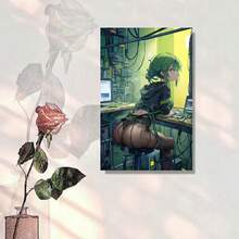 Framed Wooden Framed Wall Art, Cute Anime Girl Back View Wrapped In Chains Wrapped Canvas Prints Poster, Birthday Party Decor, Mother's Day New Year Easter Gift, Home Living Room Office Wall Decor, Perfect Gift And Home Decoration Birthday Party Decor, Mother's Day New Year Easter Gift,  Home Living Room Office Wall Decor, Perfect Gift And Wall Decoration - Đã đóng khung - Xem 3