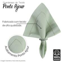 Guardanapo de Tecido Mesa Posta Algodão Ponto Ajour 4 Peças - Verde - Visão 3