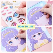 Libro de pegatinas de maquillaje con diseños de muñecas de moda, set de pegatinas para el rostro DIY - Juguetes de vestir con pegatinas reutilizables para diversión creativa, arte facial e interacción - Excelente como recuerdo de fiesta o regalo - Multicolor - Ver 3