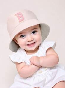 1 chiếc mũ xô đính chữ thời trang trẻ em Essential Pink - Mũ chống nắng dễ thương cho trẻ mới biết đi, nhẹ và thoáng khí, đáng yêu và đa năng - 1PC - Xem 2