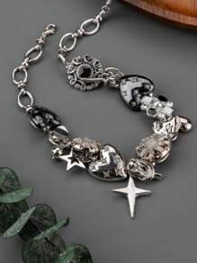 1 st. Nieuwe minimalistische punkstijl kruis, hart, pentagram, cirkel hanger ketting, vrouwen kraag ketting
