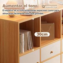 Librería de madera sencilla y moderna, mueble de almacenamiento para sala de estar - Marrón - Ver 4