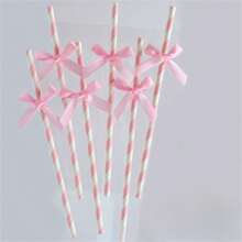 6pcs Elegant Bowknot Straws, Dessert Table Decor For Birthday Party, Pudding Cups, Paper Cups, Cupcakes, Bowknot Straw Stick, Various Party Straws