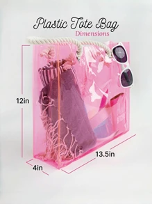 Customed Name Bridesmaid Tote Bag, Personalized Holographic Bag, Custom Fashionable PVC Clear Bag, Beach Bag, Transparent Bag, Girls Weekend, Bachelorette Party, Reusable Bag, Anniversary Gift, Valentine Gift, Birthday Gift, Wedding Gift, Mother's Day Gift - Multicolor - View 8