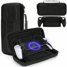 3 In 1 Accessories Set Compatible With Playstation Portal, Hard Carrying Case For PS Portal, Portable Storage Case Fits  Portal With 1 Screen Protector, Silicone Protective Cover, Black - Black - View 1
