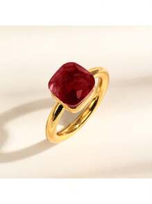 1 件奢华蘑菇不规则形状方形铜戒指，镶嵌锆石和绿宝石，适合情人节、婚礼、母亲节、约会之夜的礼物