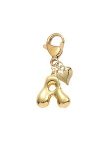 Bubble Letter Cute Necklace Pendant, Bag Charm - Lucky Crystal Pendant With Golden Heart Pendant, Letter A-Z, Shiny Alloy Bag Backpack Keychain - Perfect Gift For Birthday And Special Occasions, Keychain Bag Backpack Car Charm, Gift For Women And Girls, Wallet And Handbag Accessories. Small Gift For Women On Birthday, Valentine's Day, Mother's Day. - Gold - View 29