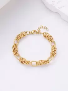 1 pieza Brazalete unisex de diseño exclusivo de cadena gruesa de acero inoxidable, de estilo minimalista, apto para uso diario y como regalo