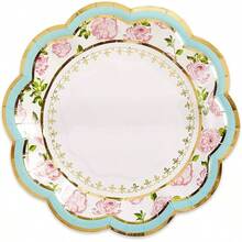 Kate Aspen clásico Floral Tea Party (juego de 16) Platos de papel decorativos de calidad, talla única, multicolor - flores de la vendimia - Ver 8