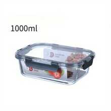 Recipientes de almacenamiento de alimentos de vidrio rectangulares con tapas, manuales, a prueba de fugas, herméticos al aire, aptos para microondas, horno, congelador y lavavajillas, lavado a mano, sin electricidad, para preparación de comidas, despensa, cocina, almuerzo, bento