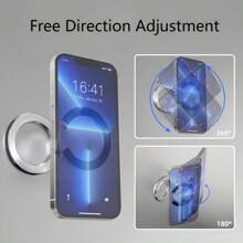 1 pezzo Supporto magnetico per telefono a doppia faccia, Anello di presa per telefono, Supporto da tavolo per telefono con rotazione a 360° e piegatura a 180°, Include 2 pezzi di adesivi magnetici - Multicolore - Visualizzare 5