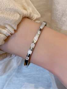 1 件优雅水钻细手链不锈钢金手链女士青少年女孩男士简约手链派对日常婚礼生日珠宝礼物