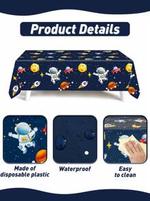 1 件宇航员印花派对桌布，220*130 厘米太空星球主题桌布，生日派对装饰，家居装饰，性别揭示婴儿派对装饰，宇航员主题生日派对用品，桌面装饰，桌布