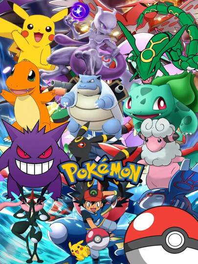 pokemon 5D DIY Diamant Gemälde Set - Cartoon, Animation, Pokemon - Pikachu Familien Porträt, runde Acryl Edelsteine, Leinwand Bastelset, Diamant Kunst Gemälde, Wand Dekoration Basteln, Diamant Kunst, Sammler Favorit, ideales Geschenk für Familie und Freunde zu Feiertagen